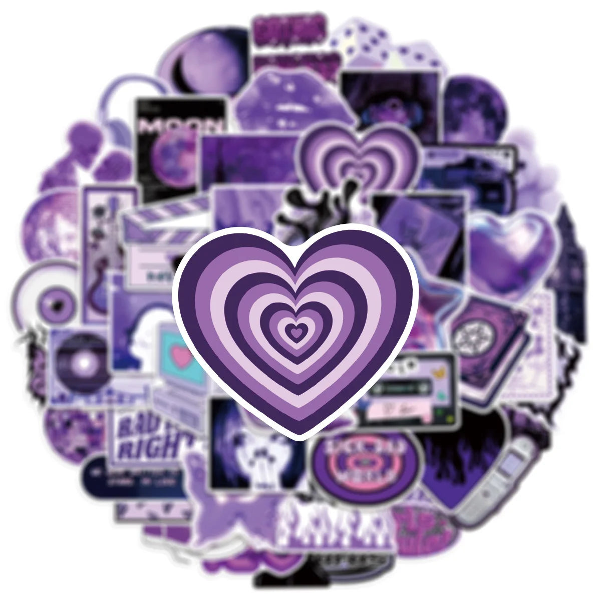 50/100 Pcs Purple Y2K Fresh Mix Doodle Stickers for Suitcase Helmet Skateboard Phone Laptop Stationery Box Vinyl Decals