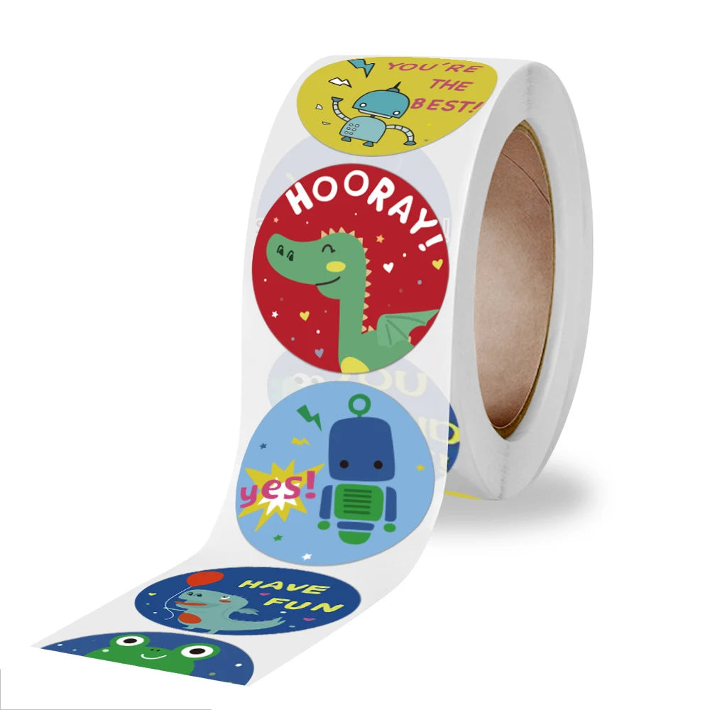 100-500pcs Dinosaur Animals Cartoon Stickers for kids school teacher Classroom Use Kids Toy Sticker Reward Encouragement Sticker