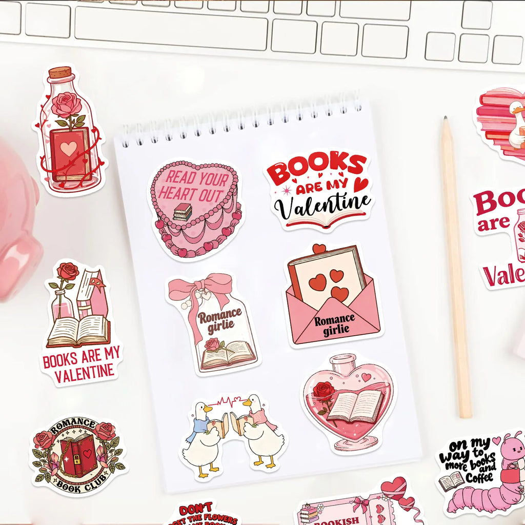 50/100PCS Valentine's Day Bookish Stickers Creative Stickers Decorative Luggage Stationery Phone Cases