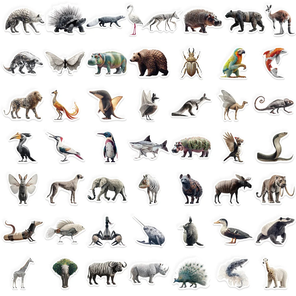 50PCS Zebra Phantom Abstract Fun Animal Graffiti Sticker Manual Clip Thin Water Cup Computer Skateboard Sticker Toy