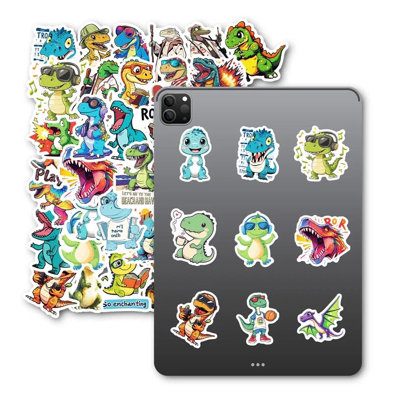 10/30/50PCS Kawaii Fashion Dinosaur Sticky PVC Sticker Aesthetic Stationery DIY Decoration Scrapbooking School Supplies for Kids