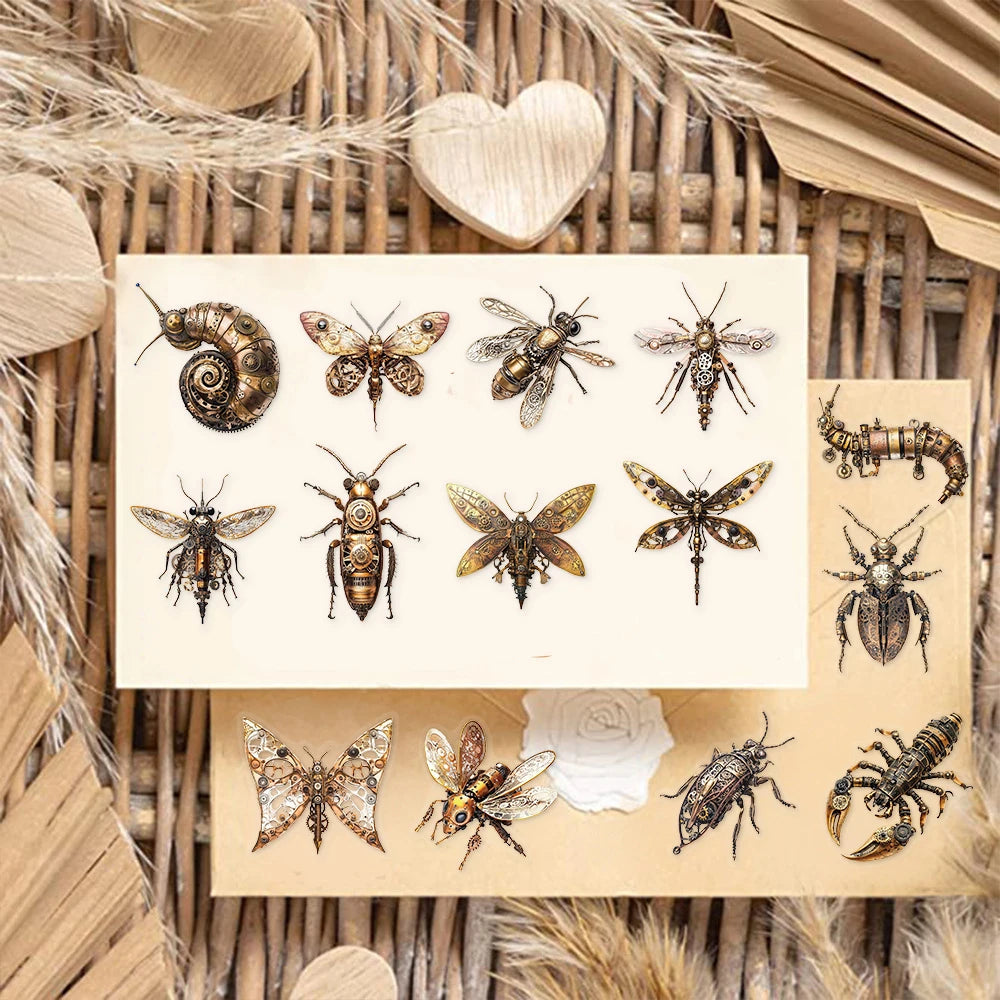 50PCS Steam Insect Mechanical Creative Decoration Graffiti Stickers DIY Phone Case Laptop Tablet Toy Stickers