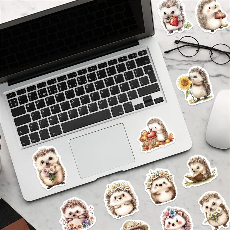 10/30/50PCS Kawaii Simple Hedgehog PVC Sticky Stickers Aesthetic DIY Colored Phone Laptop Luggage Skateboard Graffiti Decals