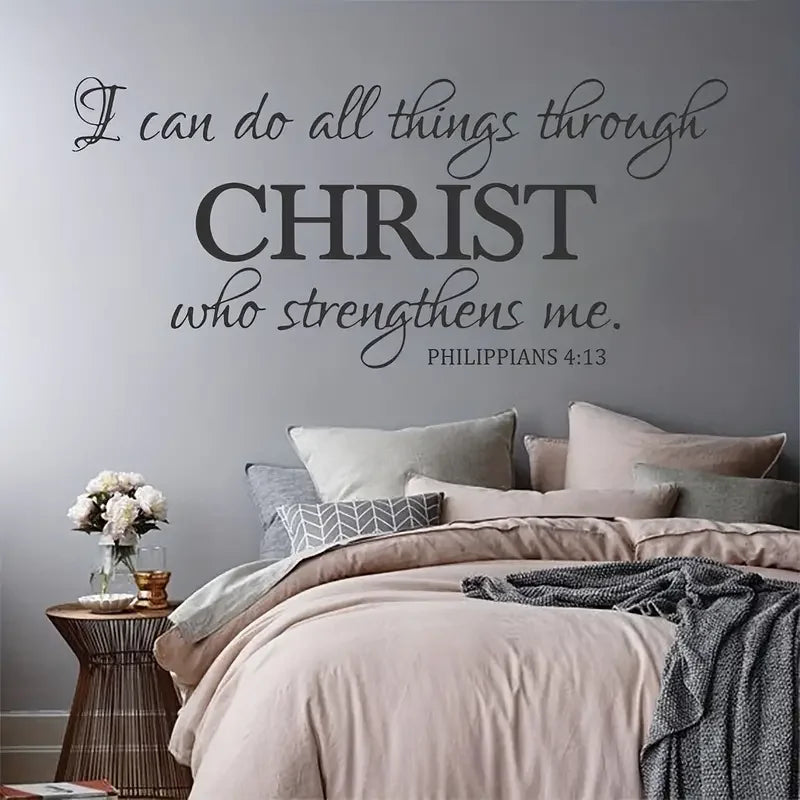 1pc "I Can Do All Things Through Christ Who Strengthens Me"Wall Decal, Inspirational Words Wall Sticker Easter gift