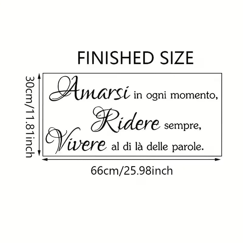 1pc Inspirational Italian Quote "Always Love Yourself, Laugh Forever, Language Doesn't Matter" Wall Decal - Removable Self-Adhes