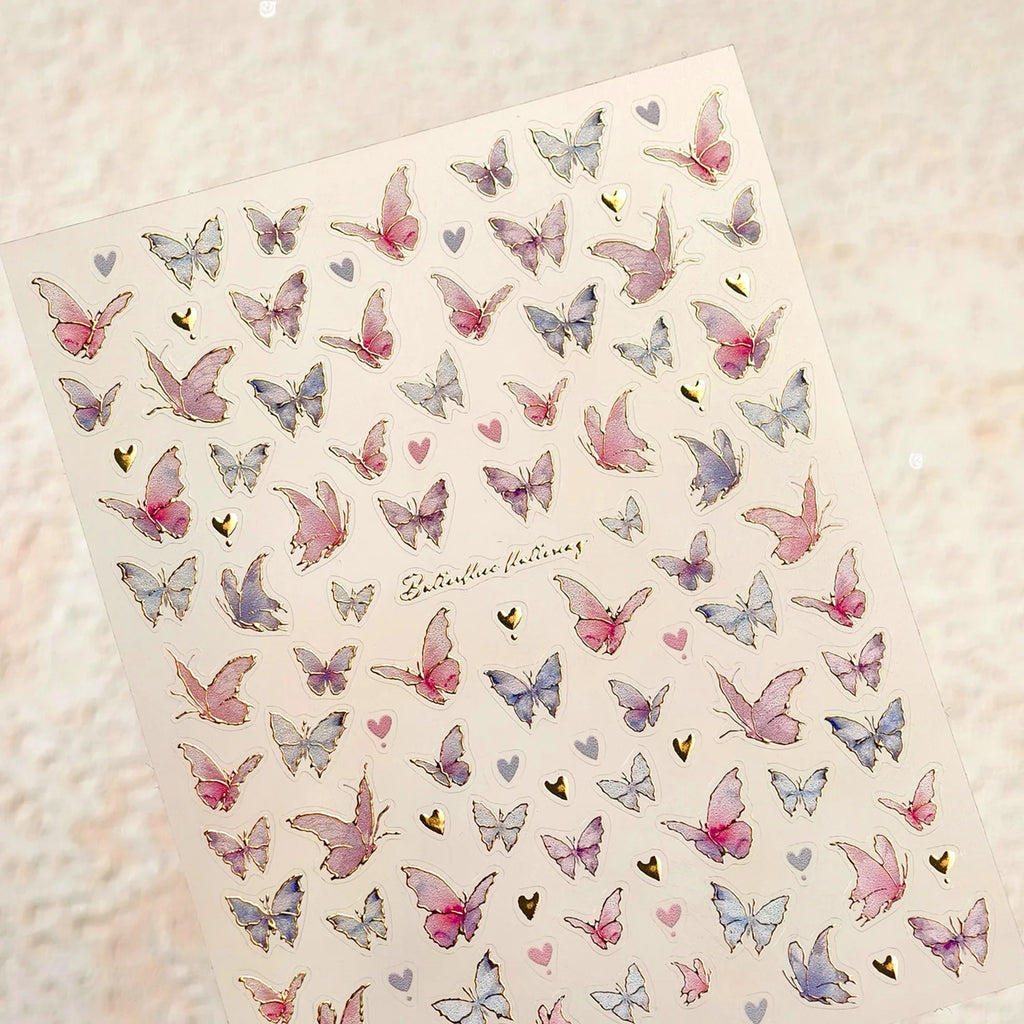5D Butterfly Nail Stickers Sparkling Jelly Butterfly Nail Art Sticker Decorations Decals DIY Self Adhesive Slider Manicure Parts