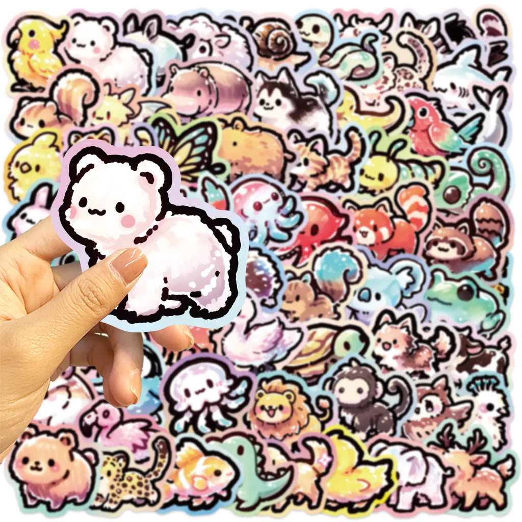 65PCS Animal Graffiti Cartoon Stickers Adhesive Waterproof Decoration Computer Stationery Creative Stickers