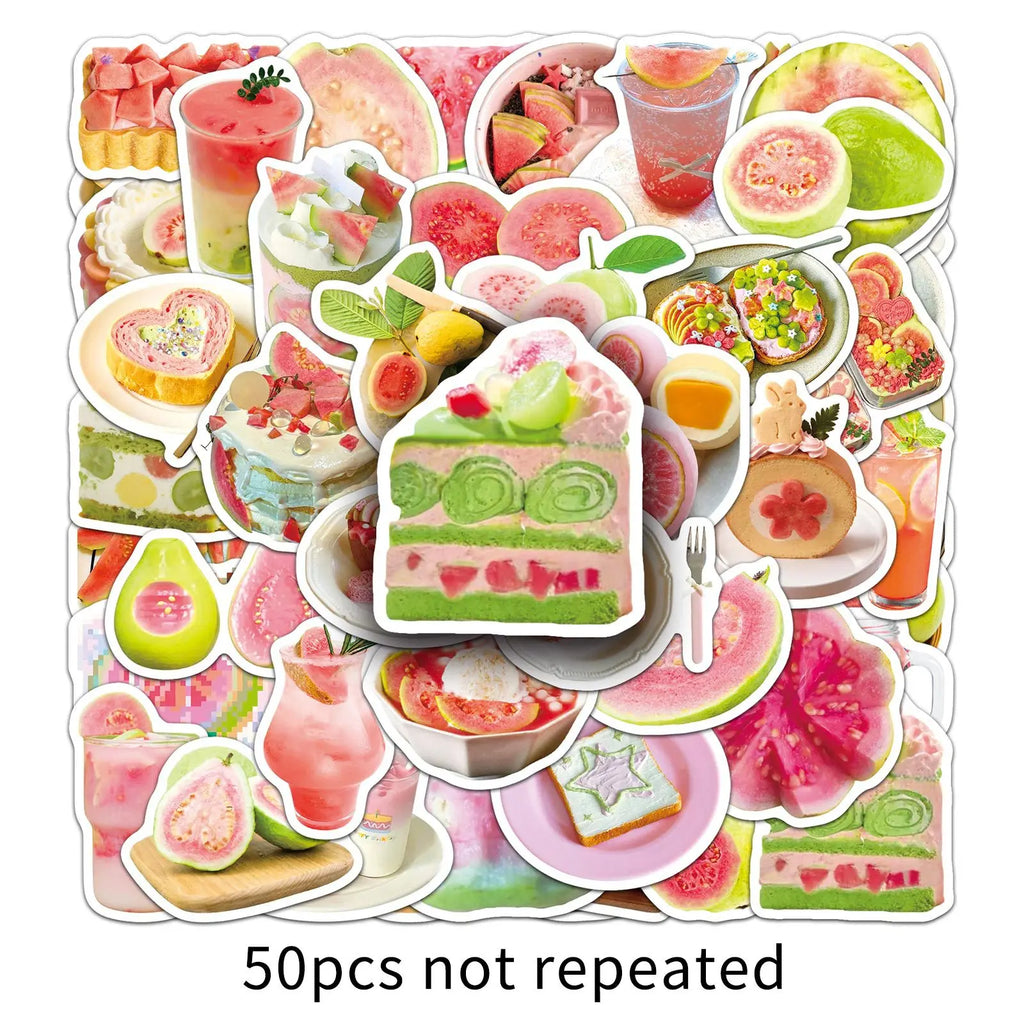 50Pcs Realistic Fresh Guava Fruit Stickers, School Supplies Decals Suitcase Cup Notebook Organizer Fridge Decor Sticker