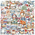 50PCS Kawaii Winter Animal PET Sticky Sticker Aesthetic Tear Open Children's Decoration Scrapbooking Stationery Supplies