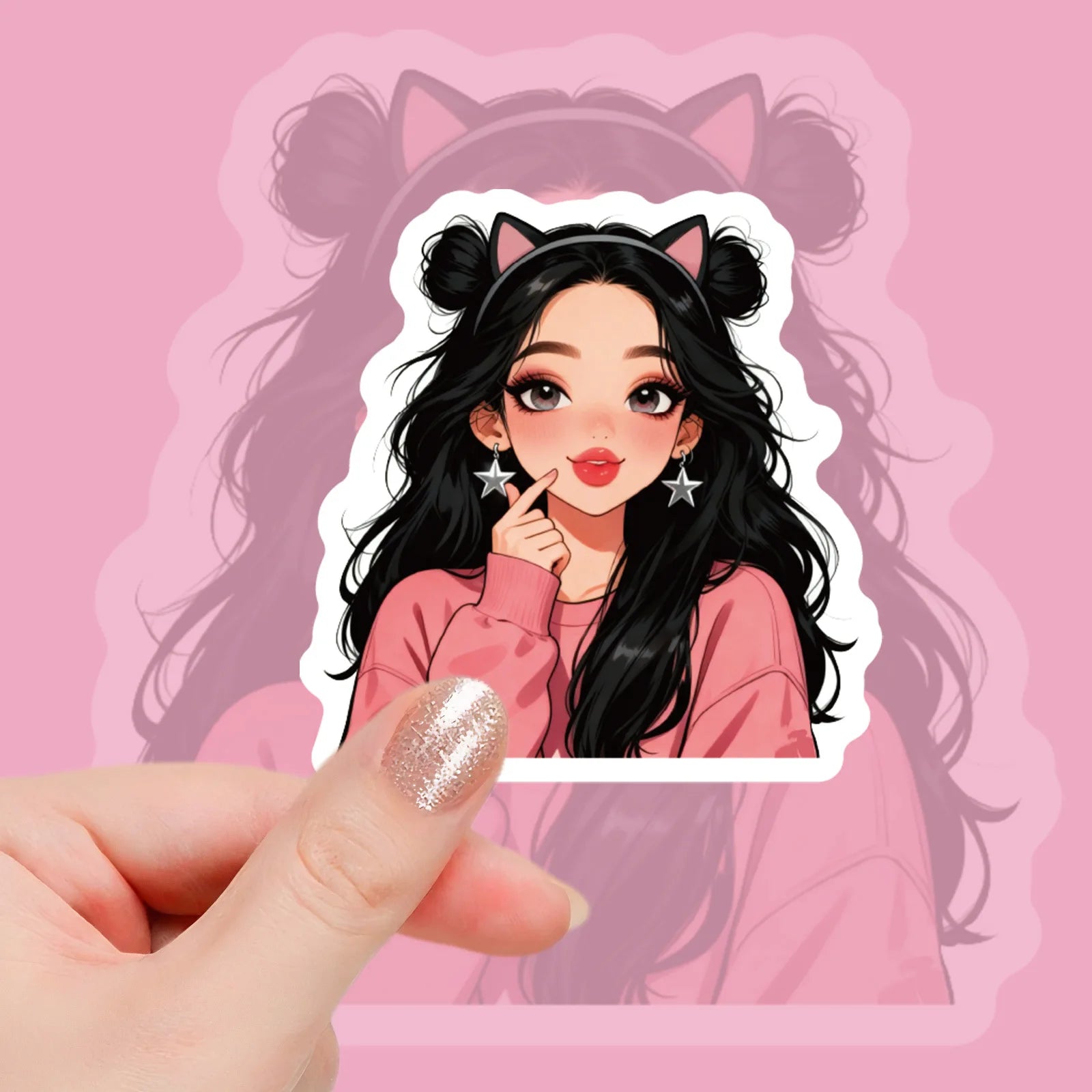 56/112Pcs New Fashion Pouty Lips Woman Doodle Stickers for DIY Phone Case Laptop Suitcase Notebook Scrapbook Fridge No Repeat