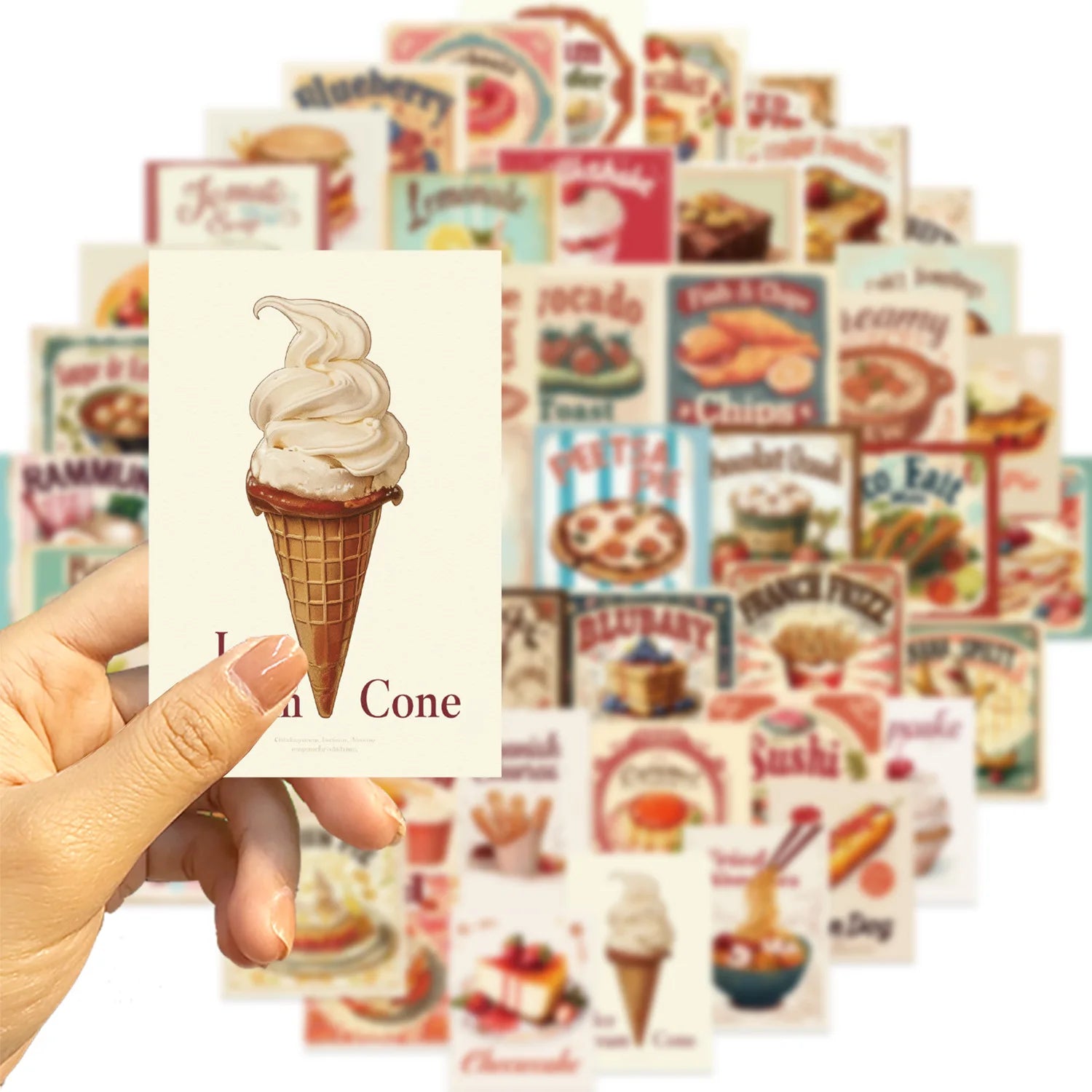 50/100PCS Waterproof Cartoon Retro Delicious Food Graffiti Stickers DIY for Decoration Guitar Notebook Luggage