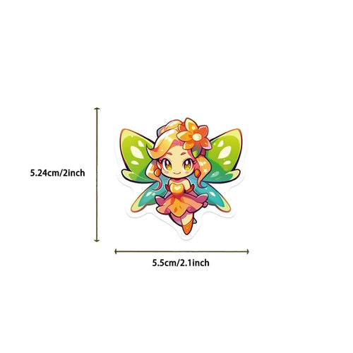 10/30/50PCS Cartoon Flower Fairy PVC Sticker Aesthetic DIY Korean Stationery Decoration Scrapbooking School Supplies for Kids