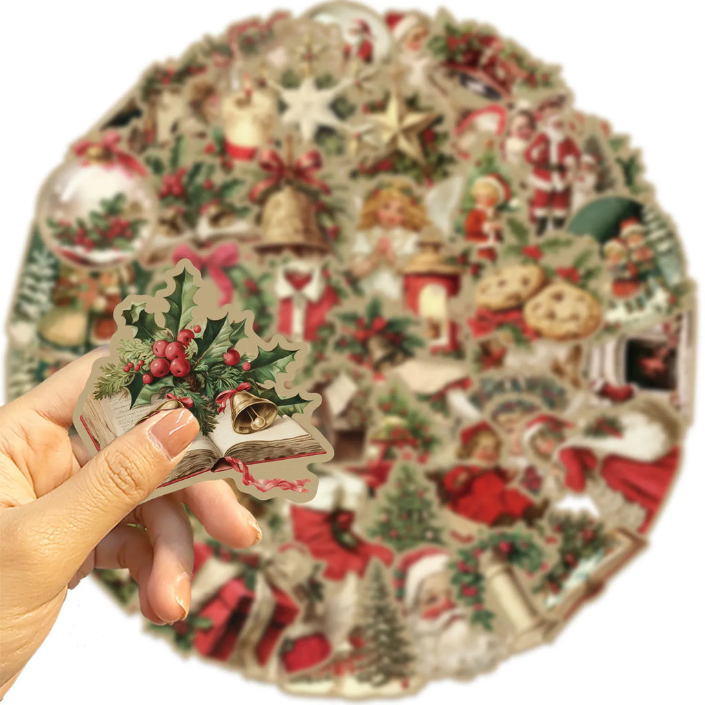 50Pcs Retro Christmas Graffiti Stickers Party Decoration Guitar Notebook Luggage DIY Waterproof
