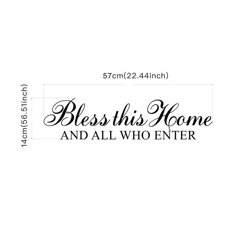 1pc "Bless This Home" Vinyl Wall Decal - Elegant Cursive Lettering, Easy-to-Apply & Remove, Matte Finish for Bedroom, Living Roo