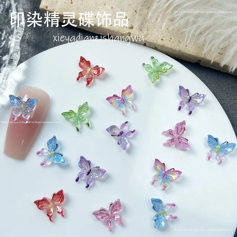 Food Play Candy Nail Art Charms Iridescent Gradient Gold Foil Rainbow Candy Resin Nail Rhinestone Decoration DIY Nails Accessory