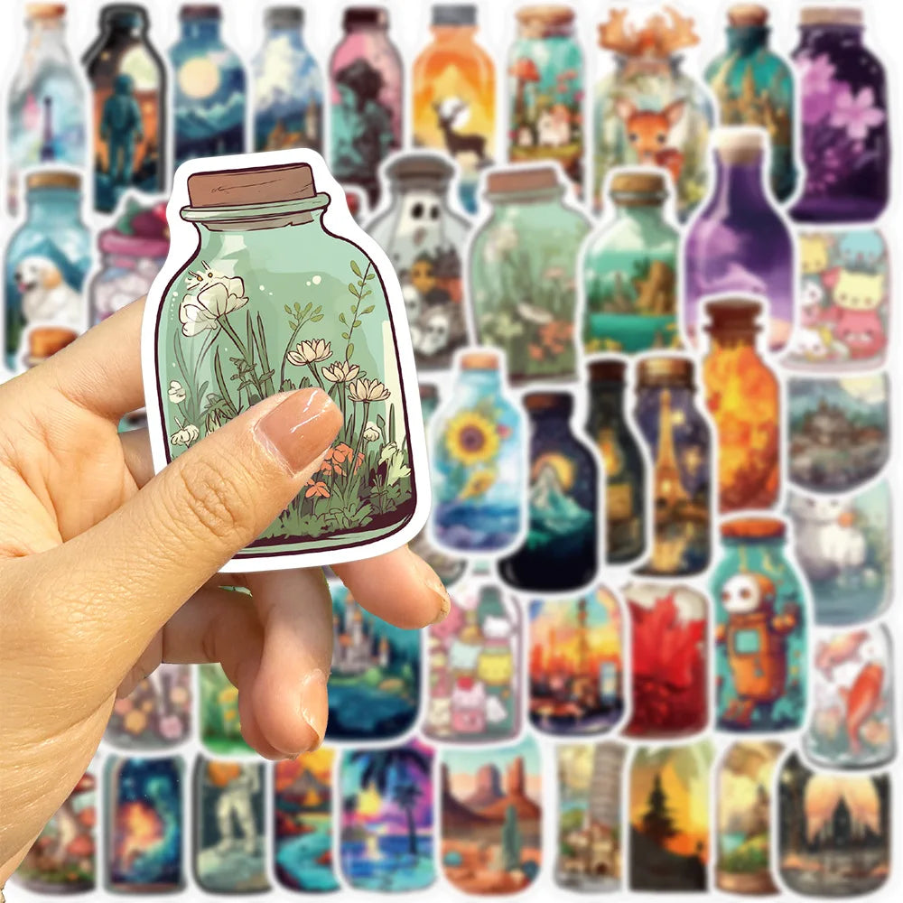 50/100PCS Bottle World Graffiti Stationery Notebook Stickers Water Bottles Creative DIY Skateboard Waterproof Decoration Sticker