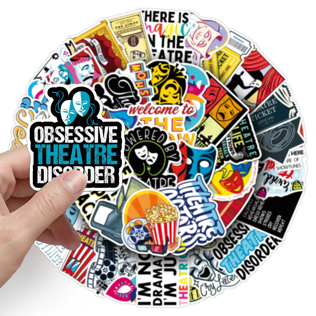 50/100PCS Funny Theater Stickers Drama Circus Cartoon Creative Waterproof Decorative Water Cup Stickers