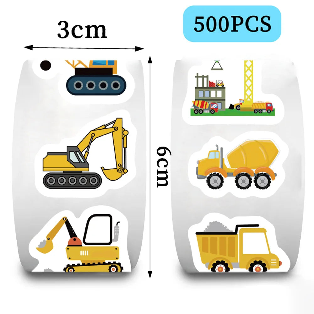 500Pcs Construction Vehicle Sticker Roll For Kids Reward Encourage Sticker For Labels Thank You Sticker