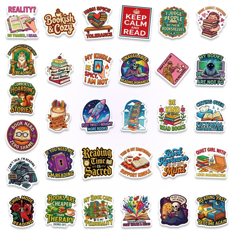 10/30/56PCS Creativity Reading Sticky Sticker PVC DIY Children's Laptop Luggage Skateboard Stationery Decoration Scrapbooking