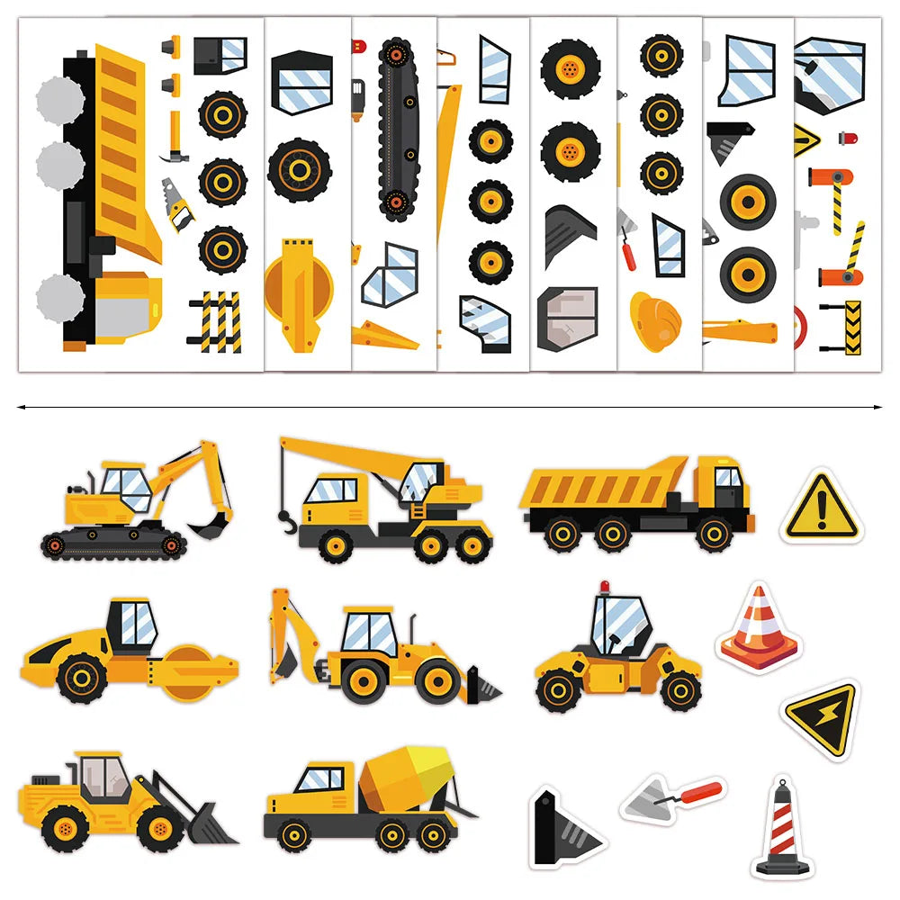 8PCS Cartoon Industrial Excavator Reward Graffiti Stickers Fun Stickers DIY Phone Case Laptop Water Cup Computer Toy Stickers