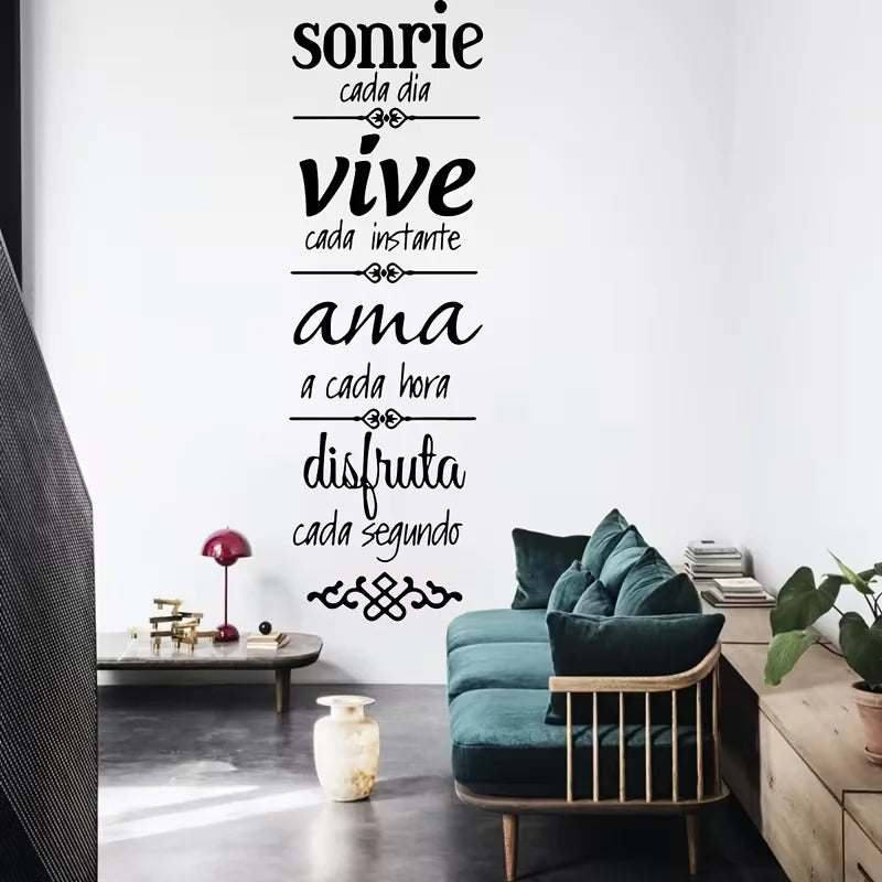 1pc of Spanish Happy Family Wall Sticker, Home Wall Decal for Living Room And Bedroom Decoration