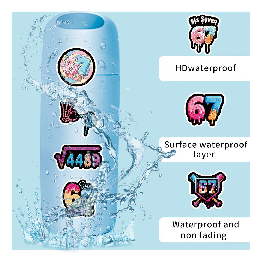 50/100 Pcs Cartoon Popular Number 67 Stickers Creative DIY Game for Cup Phone Suitcase Laptop No Repeat Decals
