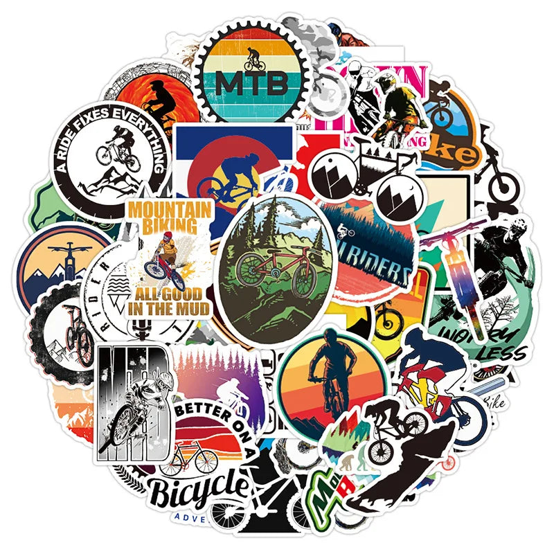 50-Pack Mountain Bike Outdoor Cycling Sport Stickers Notebook Luggage Phone Doodle Decals Sticker