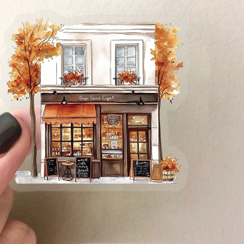 50 Pcs Transparent Ins Retro Coffee Sticker Pack Waterproof Transparent PET Ledger Material Decor Guitar Notebook Stationary