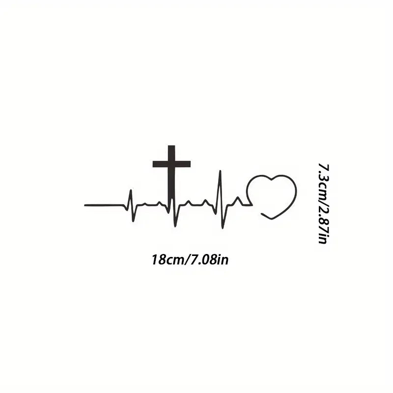 Christian Cross Heartbeat Decal Vinyl Sticker Auto Car Truck Wall Laptop