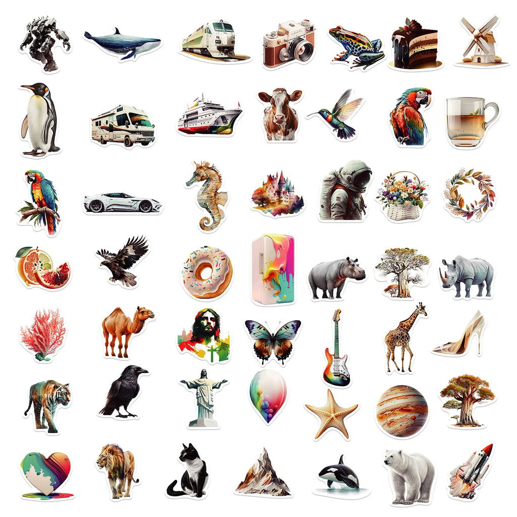 50/100PCS Simple Illustration Stickers Graffiti Stickers Guitar Notebook Luggage DIY Waterproof Stickers
