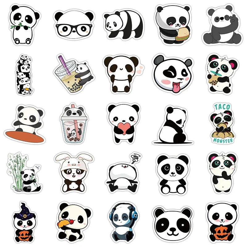 10/30/50PCS Cute Panda Sticker Aesthetic PVC Stationery Children's Sketchbook Laptop Diary Decoration Scrapbook Supplies for Kid