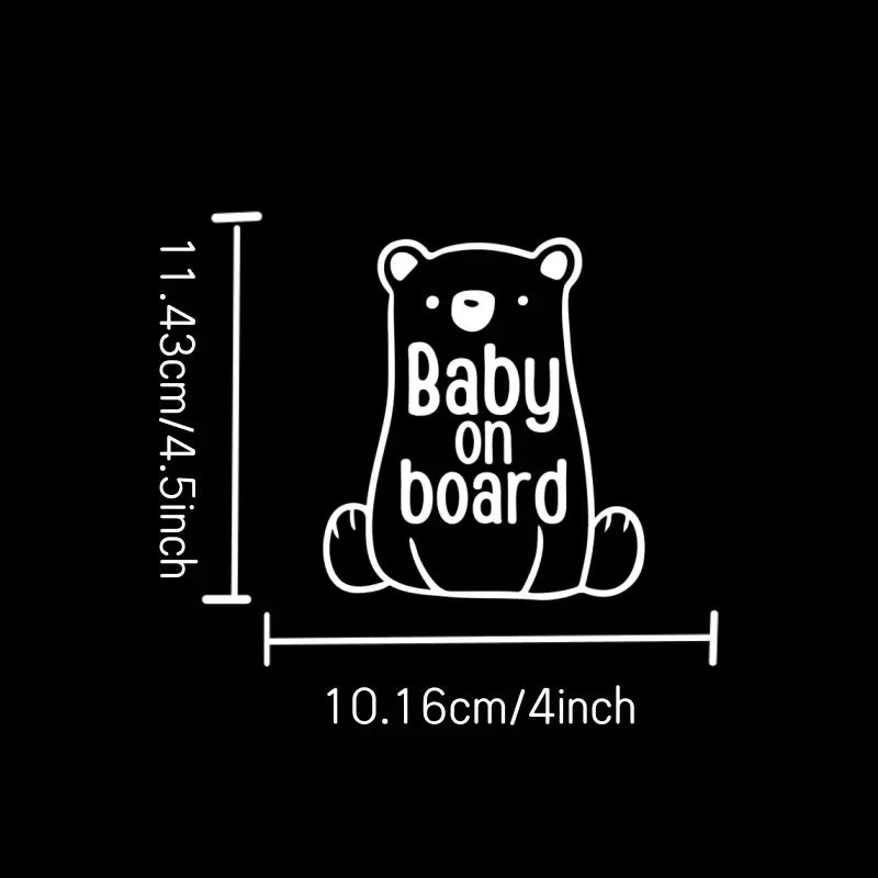 Bear Baby On Board Vinyl Decal - Car Decal, Rear Window Decal, Bumper Sticker