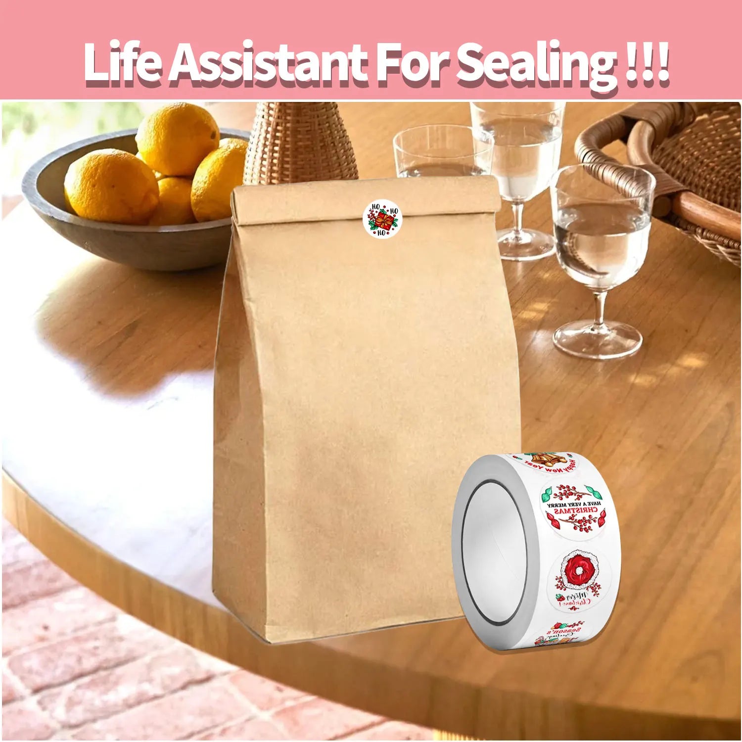 500Pcs Round Vintage Christmas Floras Stickers 2.5cm/1'' Roll DlY Craft Decoration Festival Scrapbooking Labels Gift Sealing