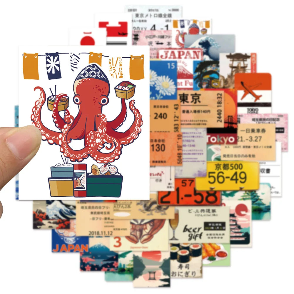 50PCS Japanese Tourism Culture Tags Creative Graffiti Stickers DIY Luggage Laptop Water Cup Computer Waterproof Toy Stickers