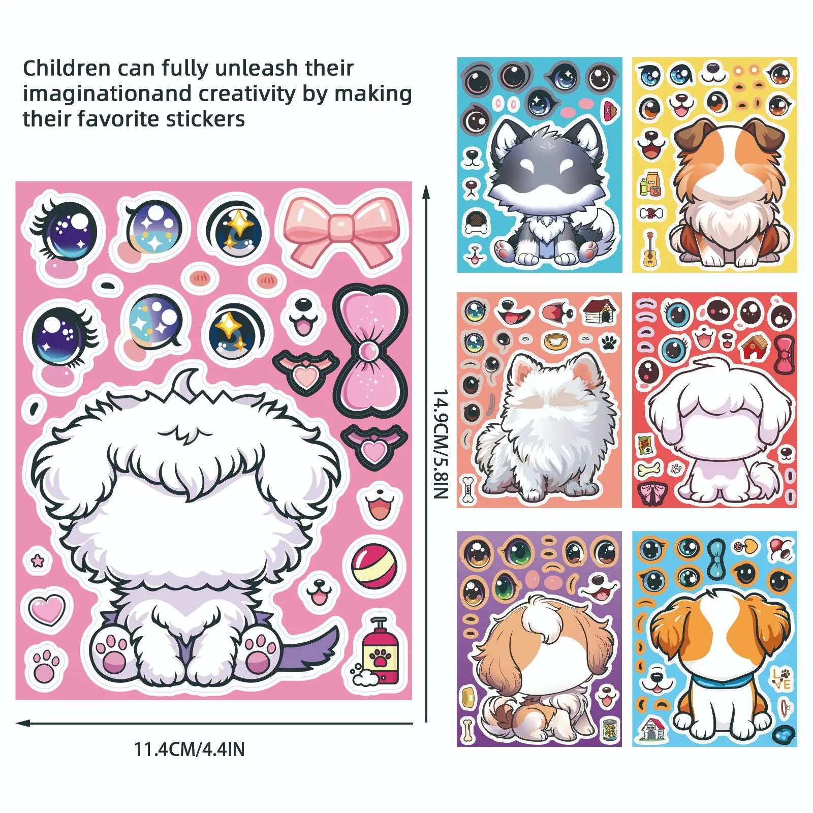 8/16/24PCS Cartoon Cute Dog Sticker Decor Phone Tablet Skateboard Waterproof DIY Children Stationery Decoration Fun Stickers