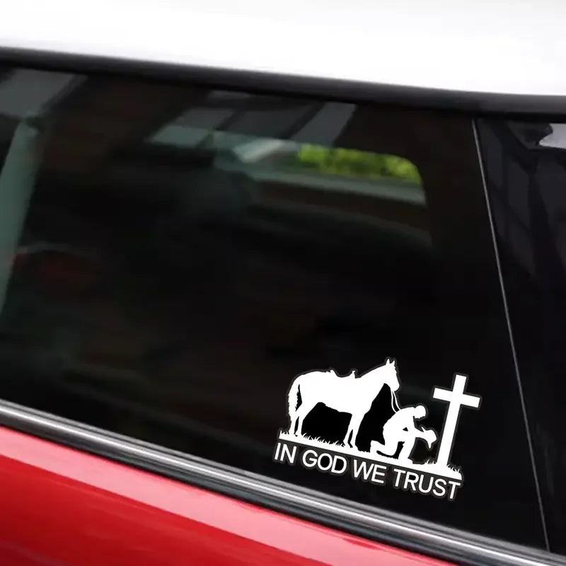 Cowboy Prayer With Cross, God, 9.05in×6.01in Large Size Decal For Cars, Cars, Trucks, Motorcycles, Laptops, Cups, Windows, Glass