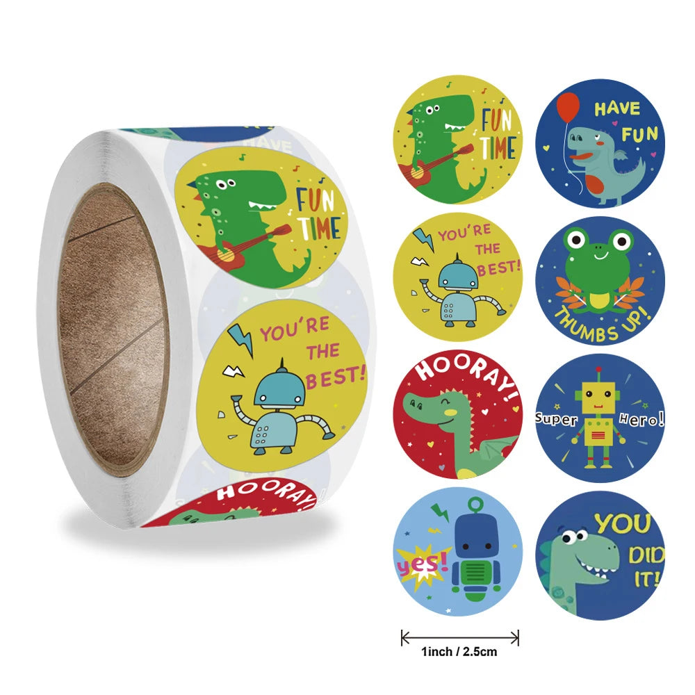 100-500pcs Dinosaur Animals Cartoon Stickers for kids school teacher Classroom Use Kids Toy Sticker Reward Encouragement Sticker