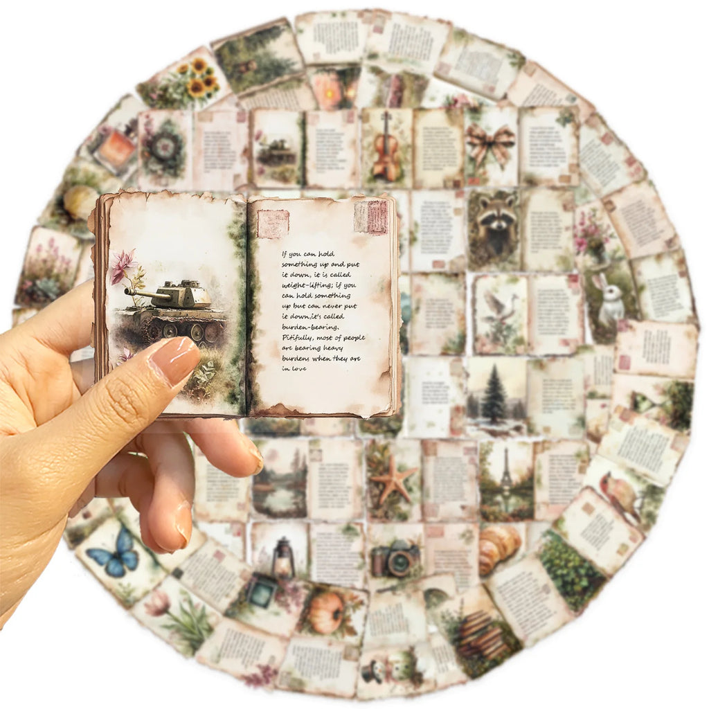 50/100 PCS Transparent PET Retro Watercolor Diary Sticker Pack Waterproof Decorative Guitar Notebook Water Cup Stickers