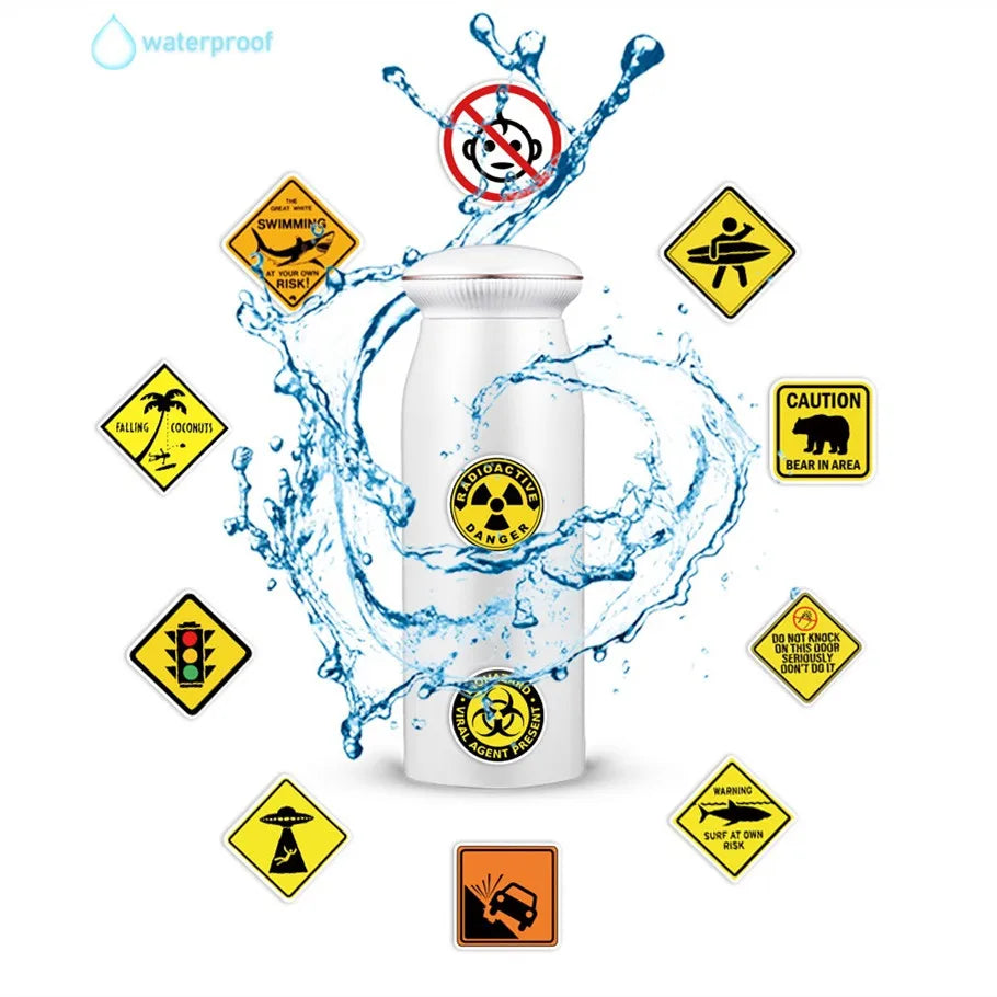 60-Piece Fun Warning Sign Graffiti Stickers for Phone Case Notebook Luggage Car Decorative Decals