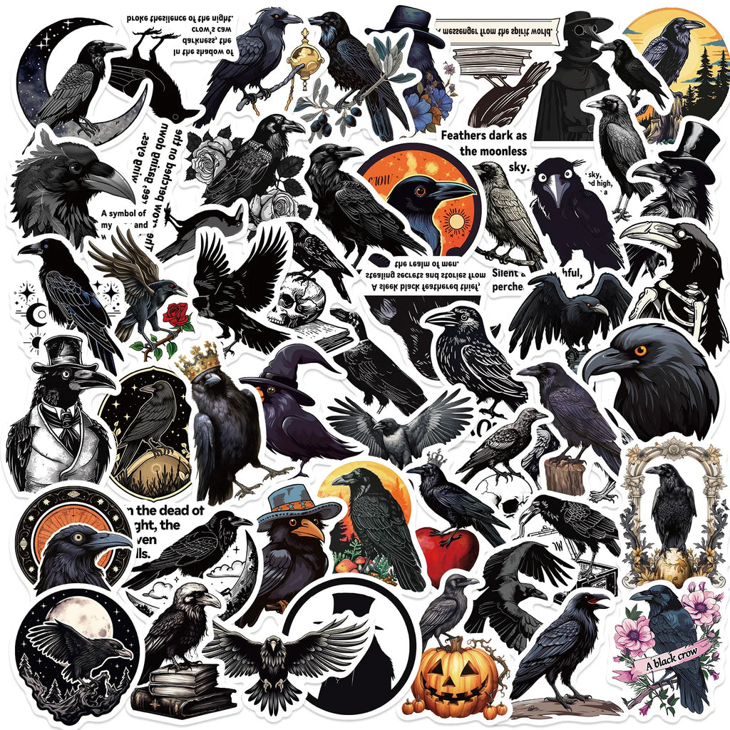 50PCS Halloween Black Graffiti Sticker Phone Decorate Laptop Pen Guitar Skateboard Happy Halloween Hot Item Decorative Sticker
