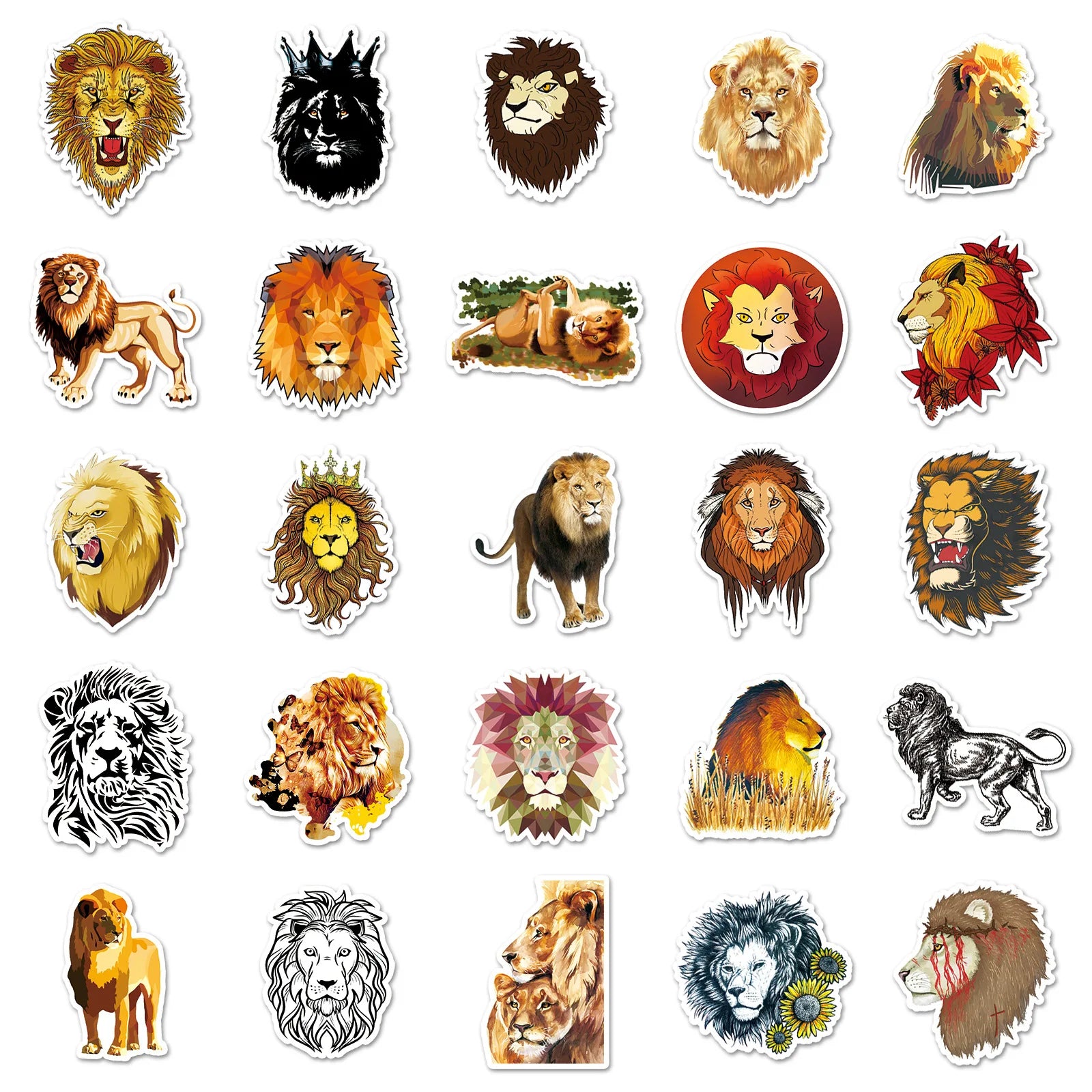 50-Pack Lion Graffiti Stickers Stationery Notebook Skateboard Water Cup Luggage DIY Waterproof Decals