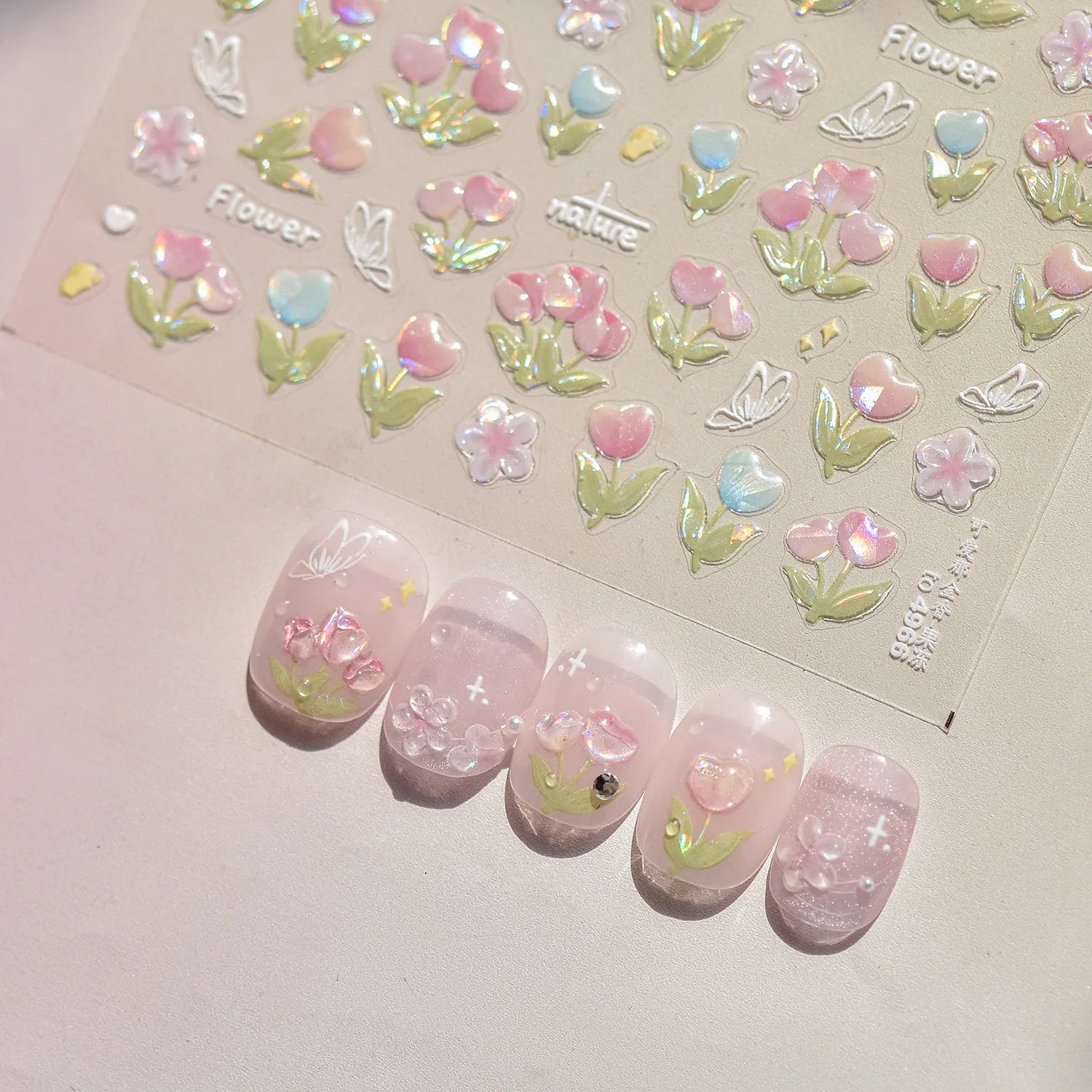 Hot Stamping Nail Stickers Exquisite Retro Watercolor Flower Nail Art 3D Decorations Stickers DIY Back Adhesive Manicure Decals