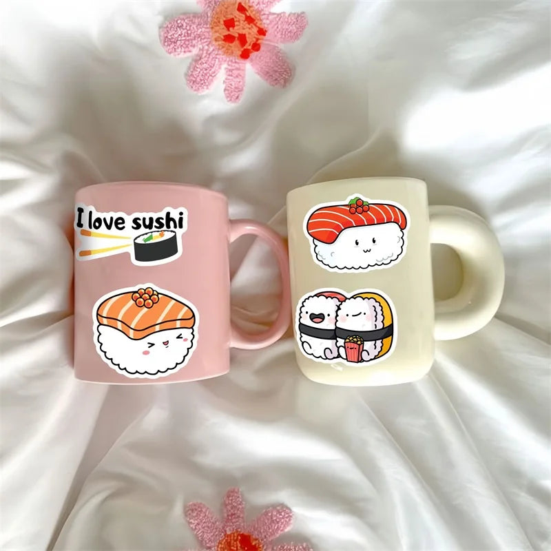 10/30/50PCS Cute Cartoon Sushi PVC Sticker Aesthetic Sticky Decoration Scrapbooking Korean Stationery School Supplies for Kids