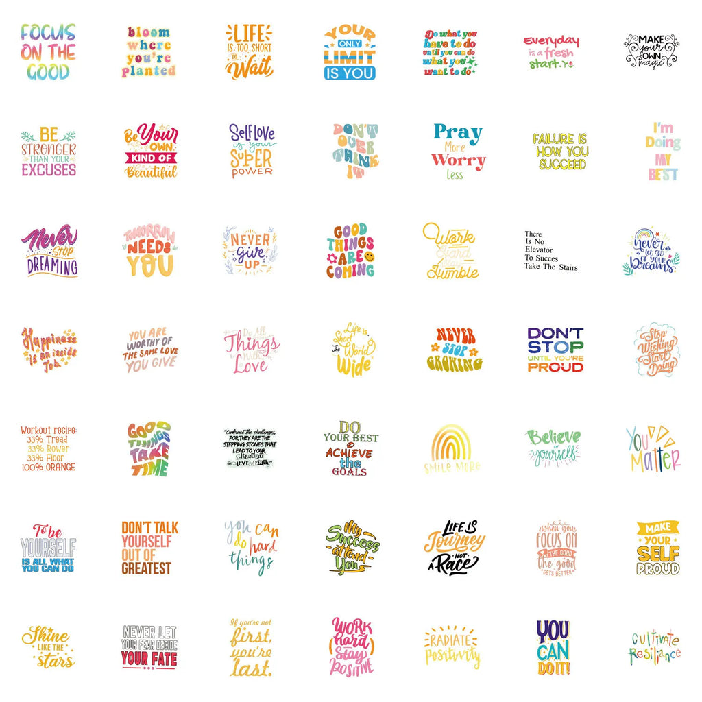 50/110PCS Inspirational Text Short Phrases English Slogan Personality Graffiti Sticker Car Luggage Suitcase Water Cup Sticker