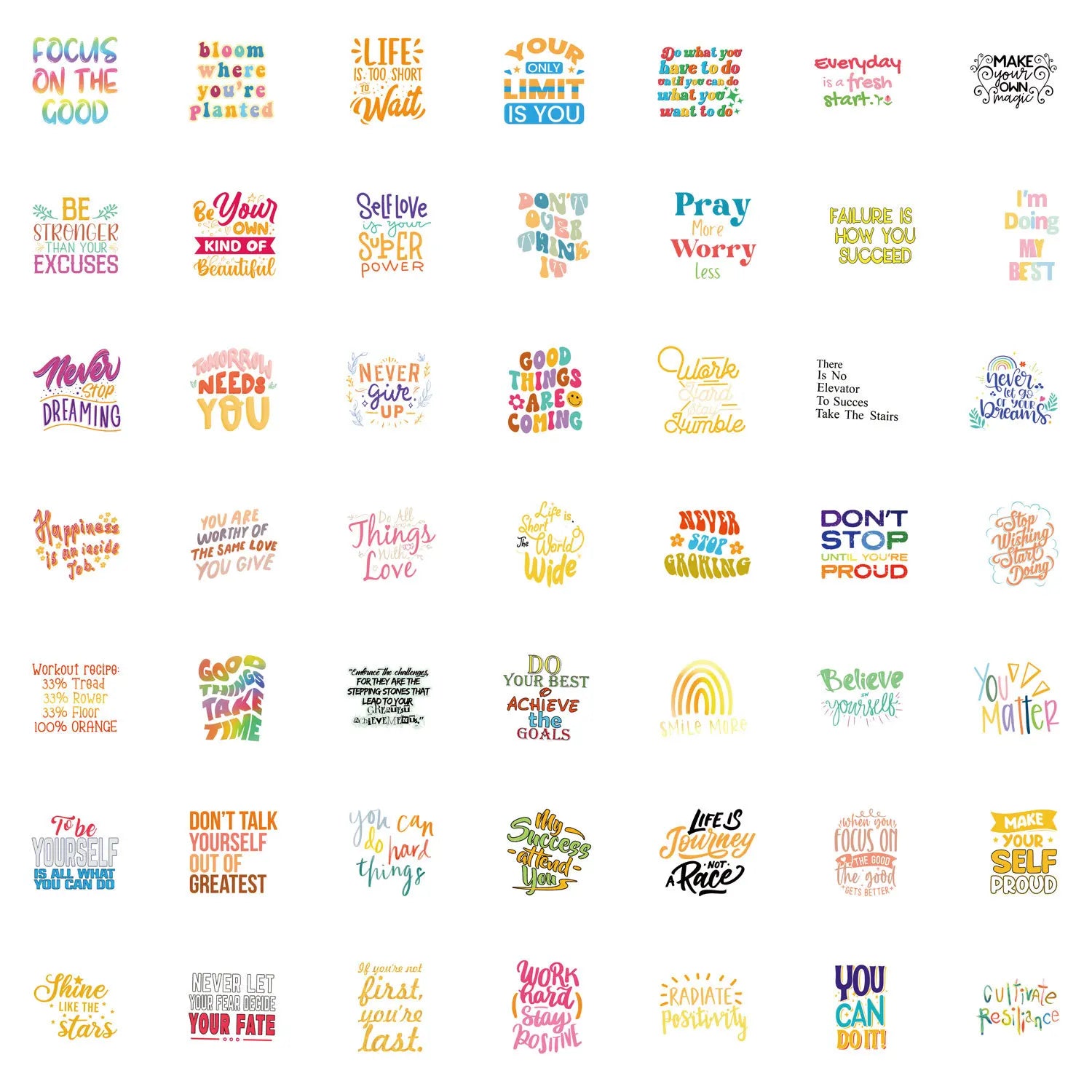 50/110PCS Inspirational Text Short Phrases English Slogan Personality Graffiti Sticker Car Luggage Suitcase Water Cup Sticker