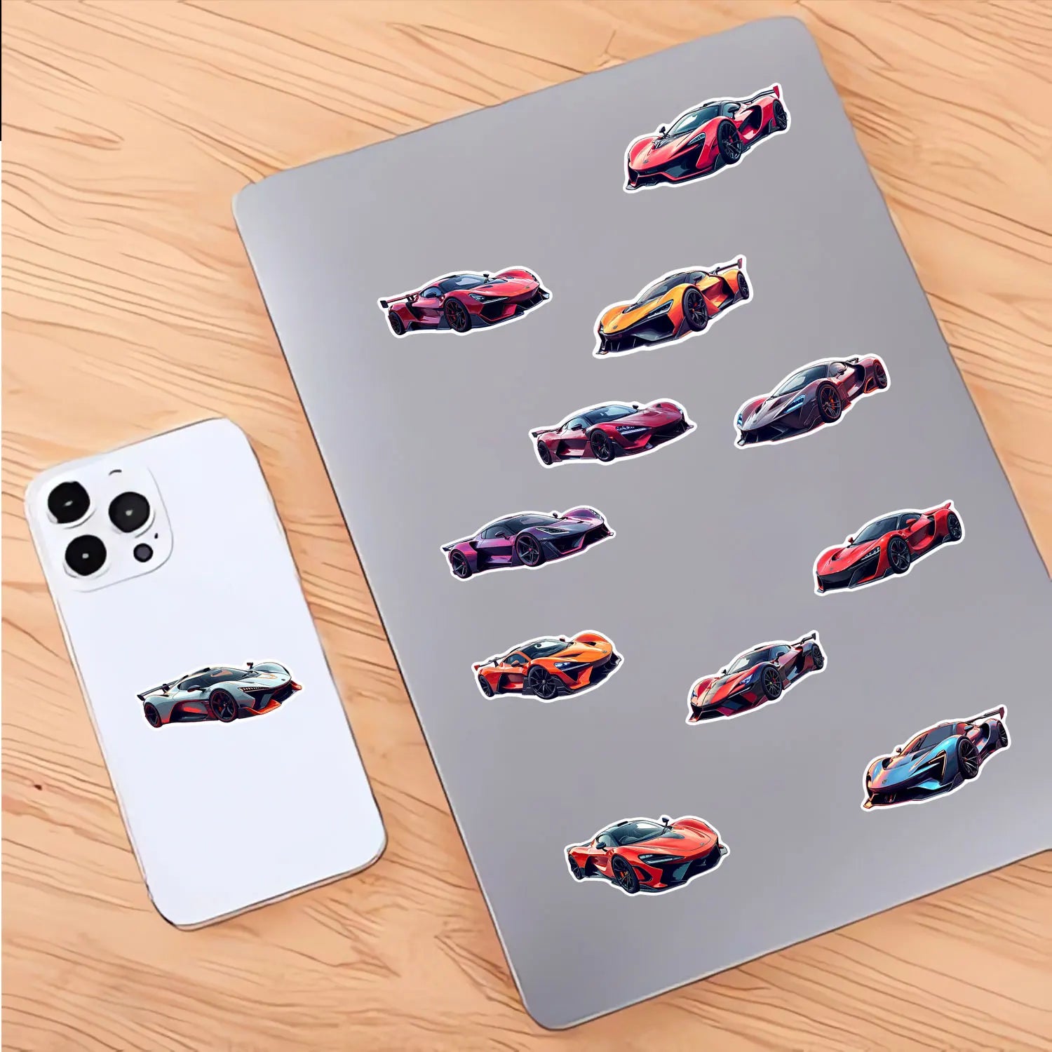 1Roll(500Pcs)12 Irregular Cartoon Supercars Stickers 2.5cm/1'' DlY Craft Decoration Festival Sealing Gifts Scrapbook Labels