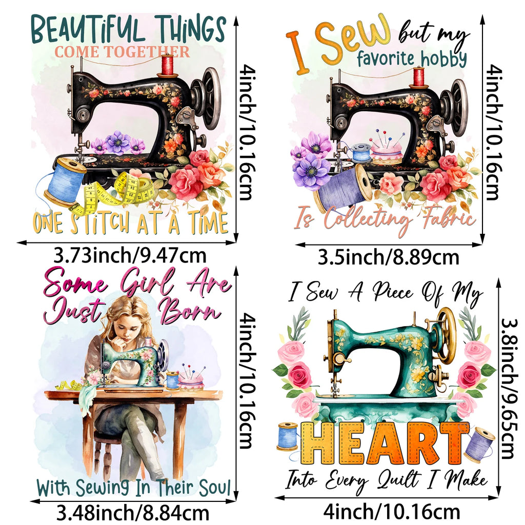 4/12 sheet Sewing Machine DIY Theme Iron-On Applique Patches T-shirt Heat Transfer DIY Clothing, T-shirts, Mask, Jeans, Backpack