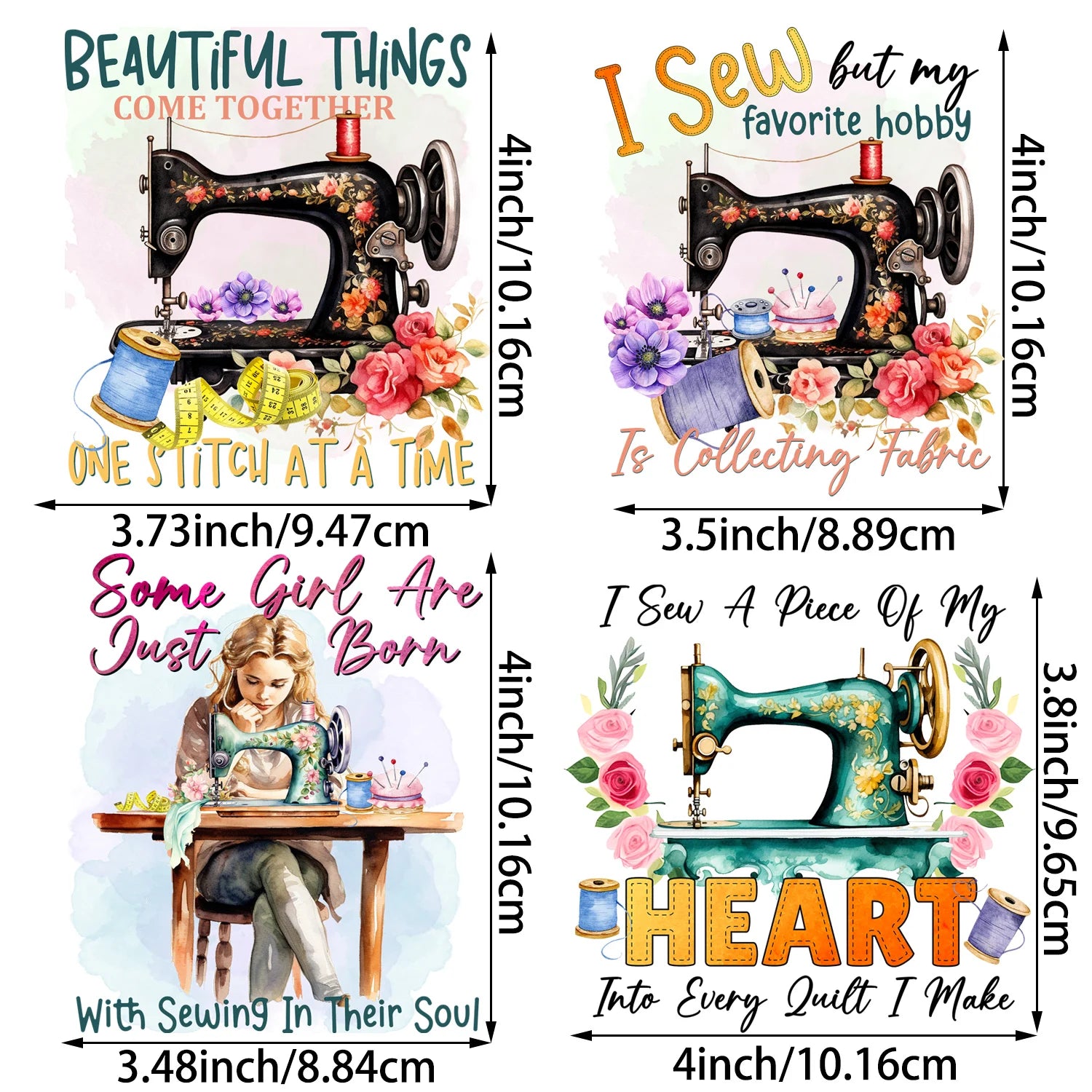 4/12 sheet Sewing Machine DIY Theme Iron-On Applique Patches T-shirt Heat Transfer DIY Clothing, T-shirts, Mask, Jeans, Backpack