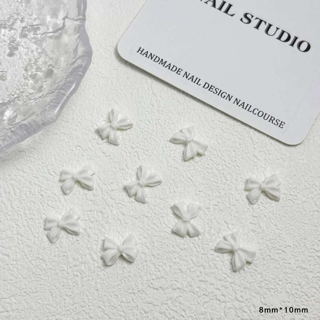 20pc Exqusitive Bows Nail Resin Charms Mini Bow Nail Art Accessories Bow Black White Rice White Bow Tie Nails Decoration Diamond