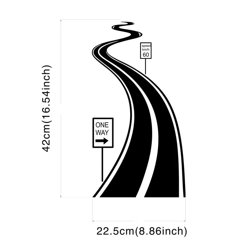 1pc of Wall Sticker Featuring a Road Sign, Vinyl Speed Limit Decal, Tire Track Design, And Winding Road Decal, Perfect for Decor